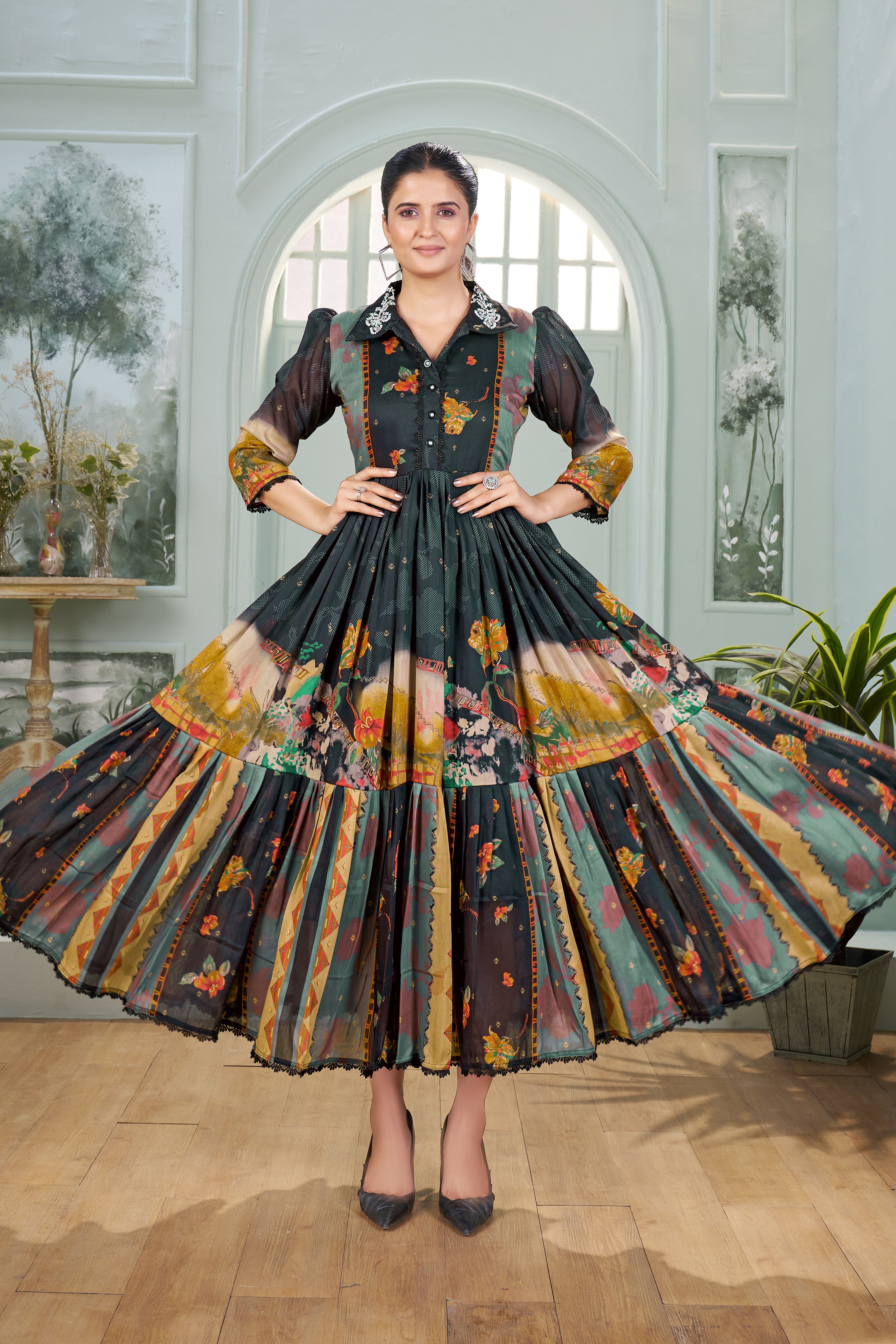 Zehra - Heavy Fancy Long Western Dress