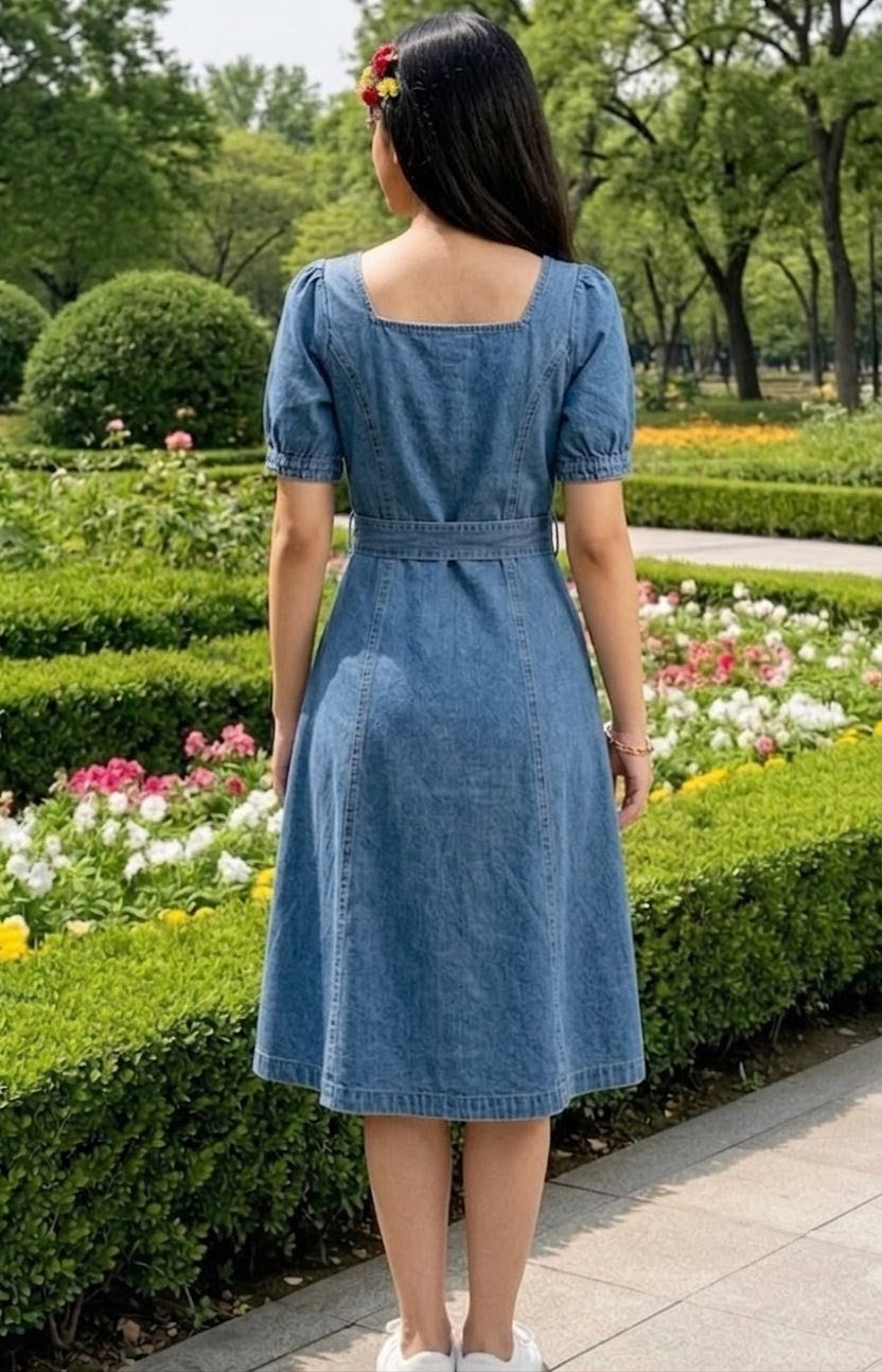 Ava-Elegant Viscose Fit & Flare Midi Dress