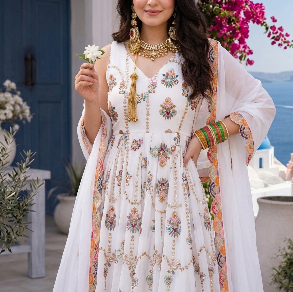 BARKAT-Elegant Ethnic Gown with Dupatta
