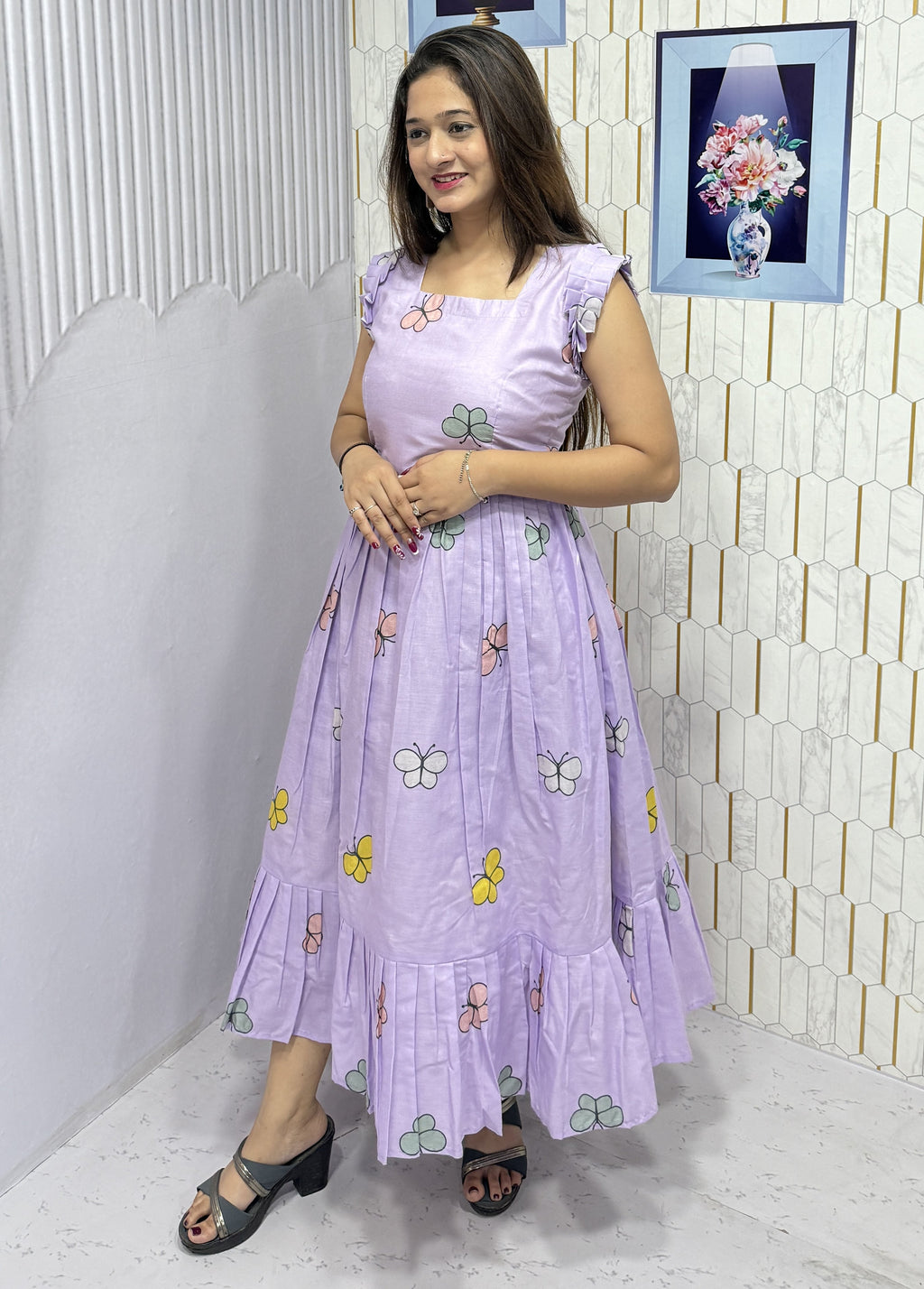 BUTTERFLY-COTTON PRINTED WESTERN FROCK