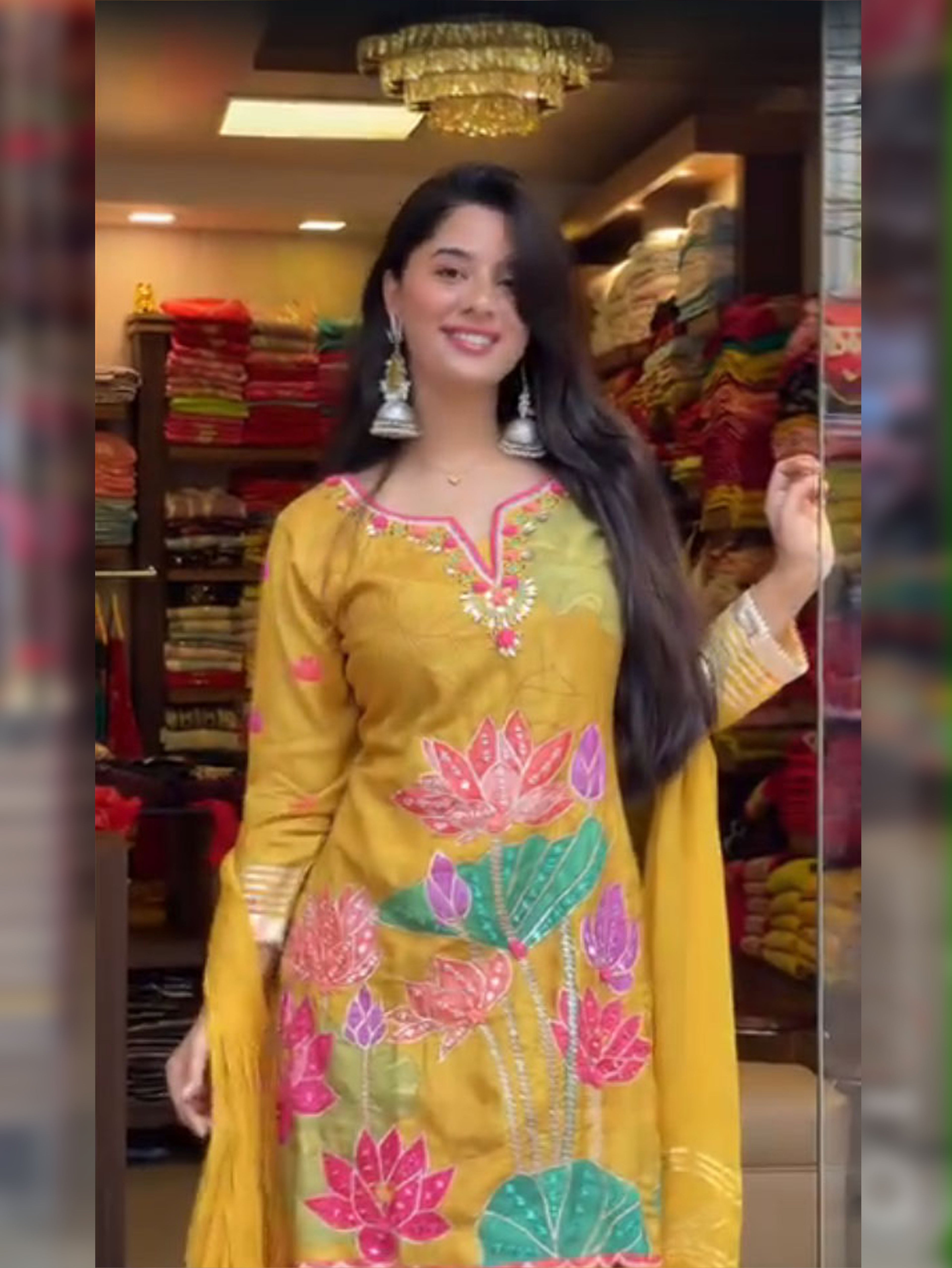 HAYAT- HEAVY FANCY KURTI SARARA PAIR WITH DUPATTA SET