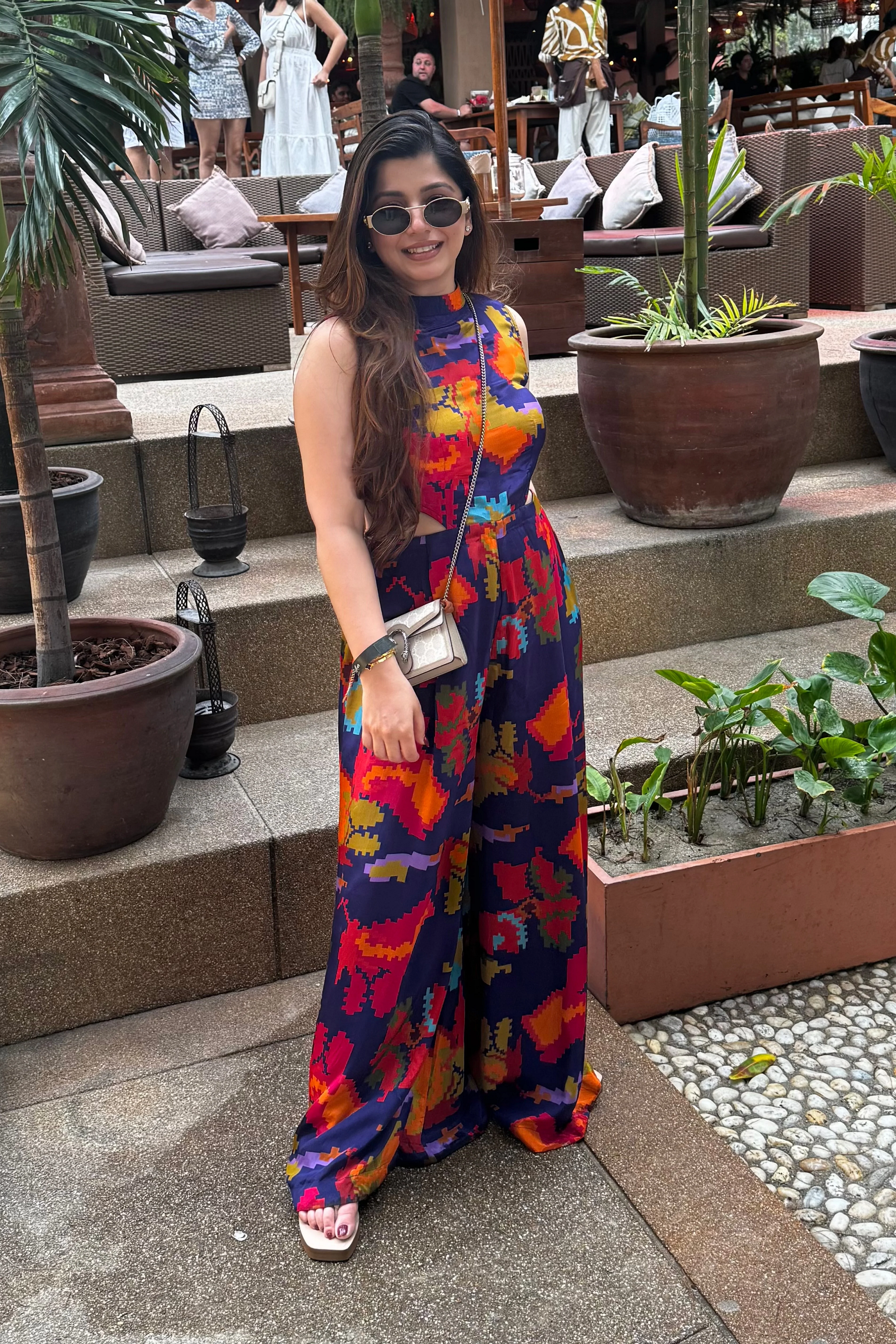 Mavrica-  Printed Side Cut Sleeveless Jumpsuit