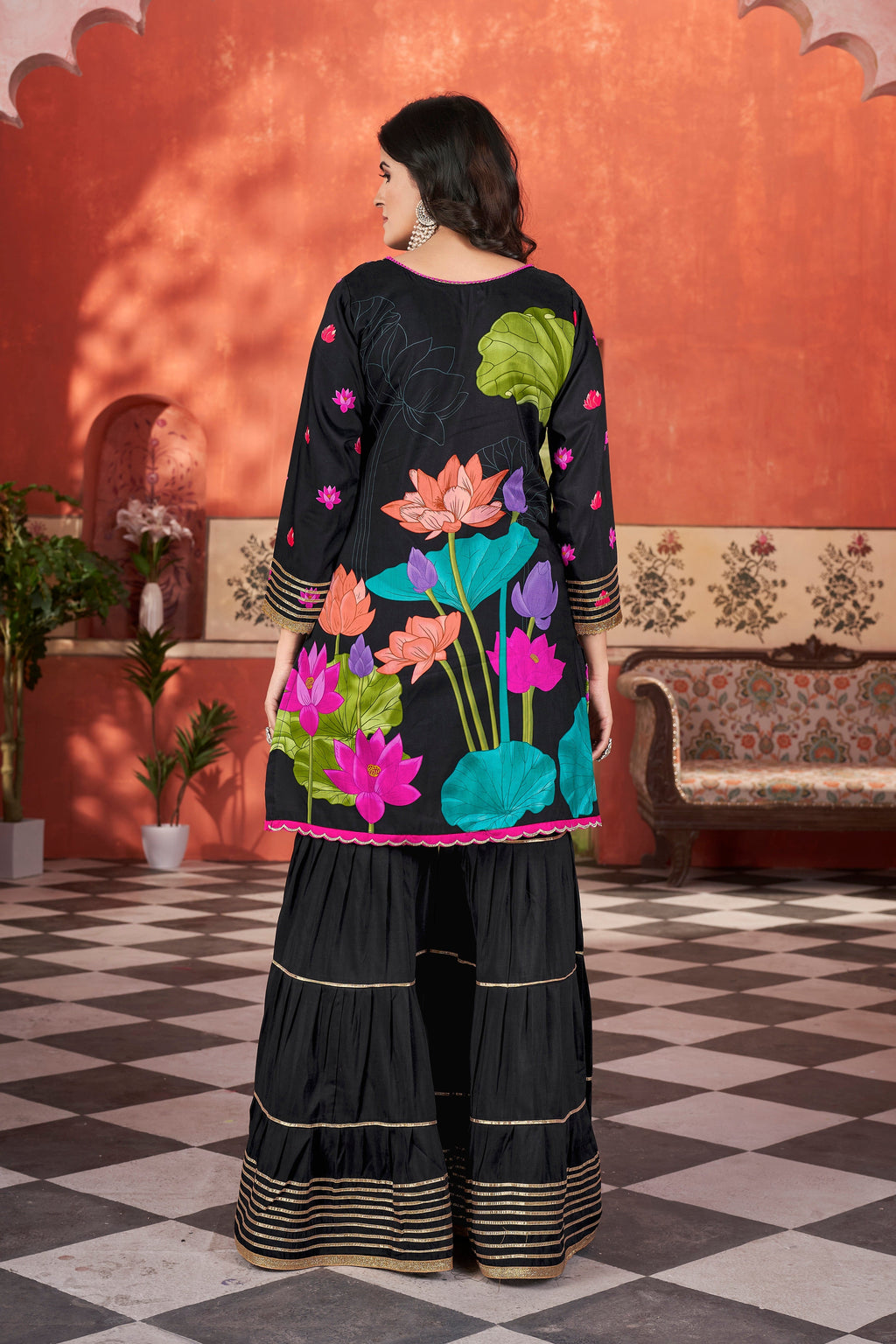 HAYAT- HEAVY FANCY KURTI SARARA PAIR WITH DUPATTA SET