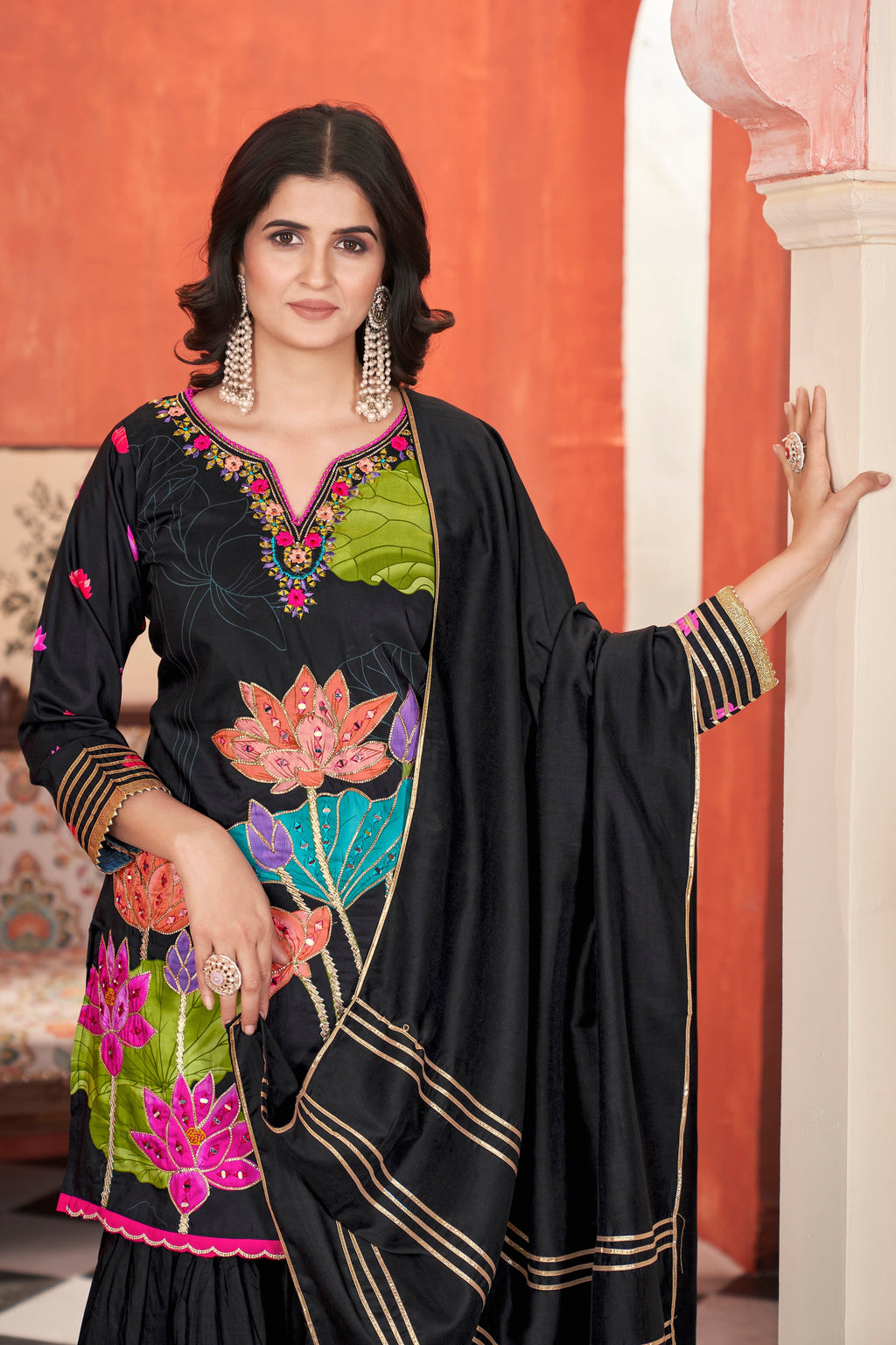 HAYAT- HEAVY FANCY KURTI SARARA PAIR WITH DUPATTA SET