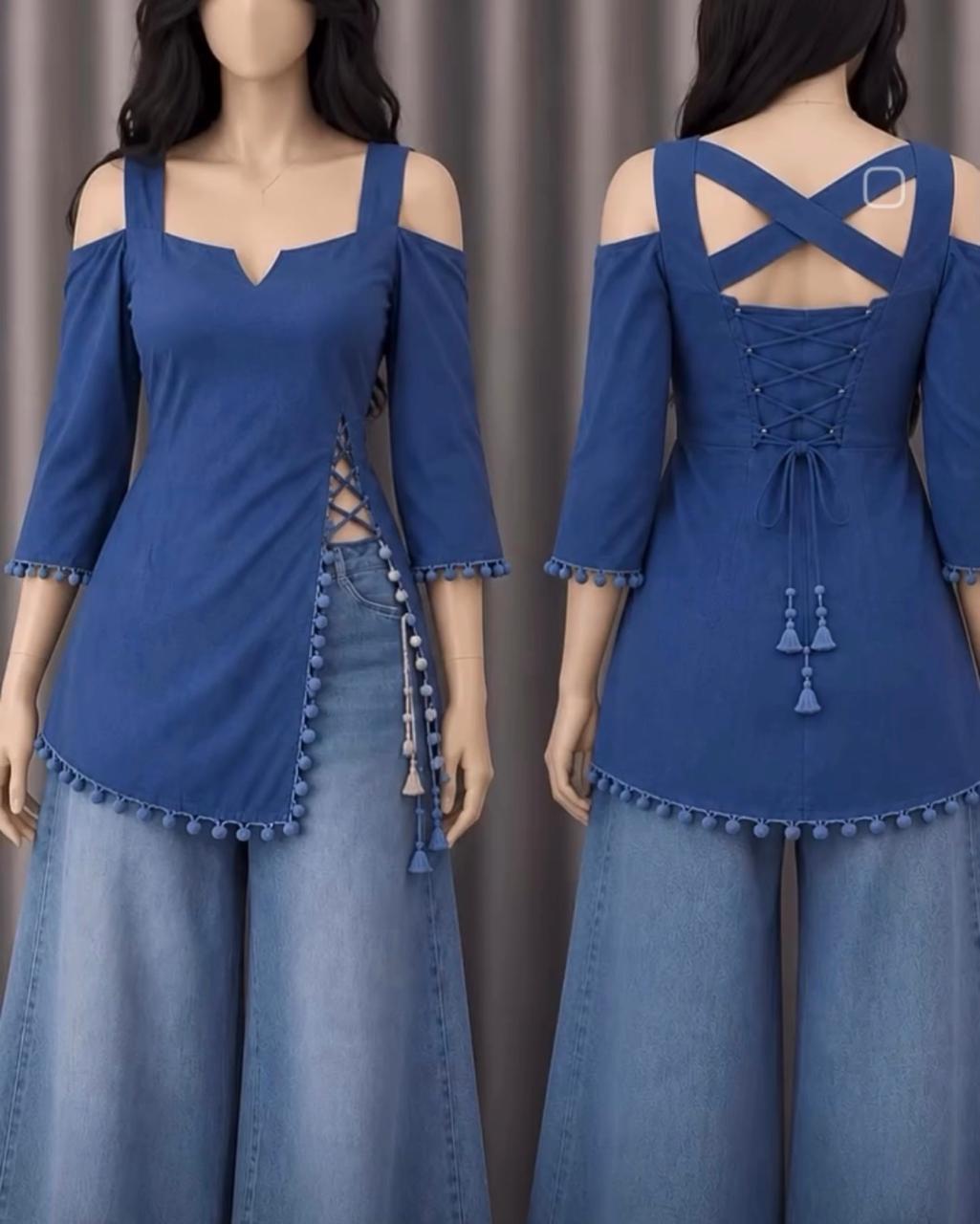 JUGNOO-Women Stylish Denim Top(ONLY TOP)