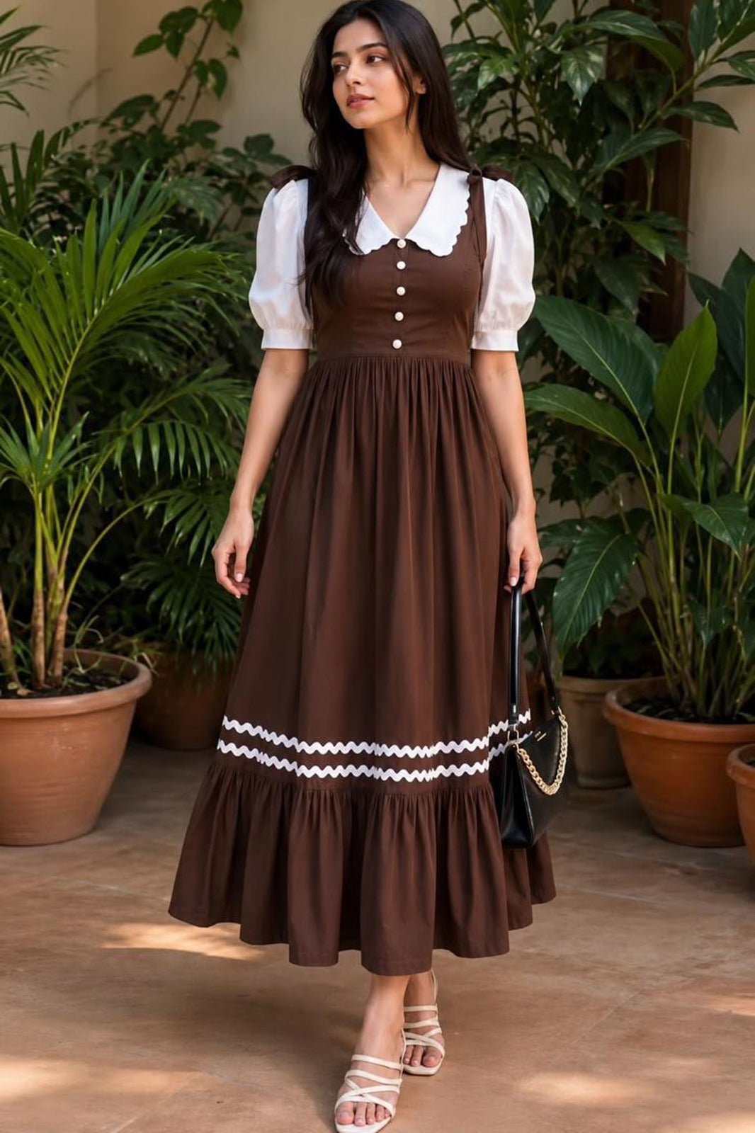 AVANI-Women's Casual Cotton Gown / Midi Dress