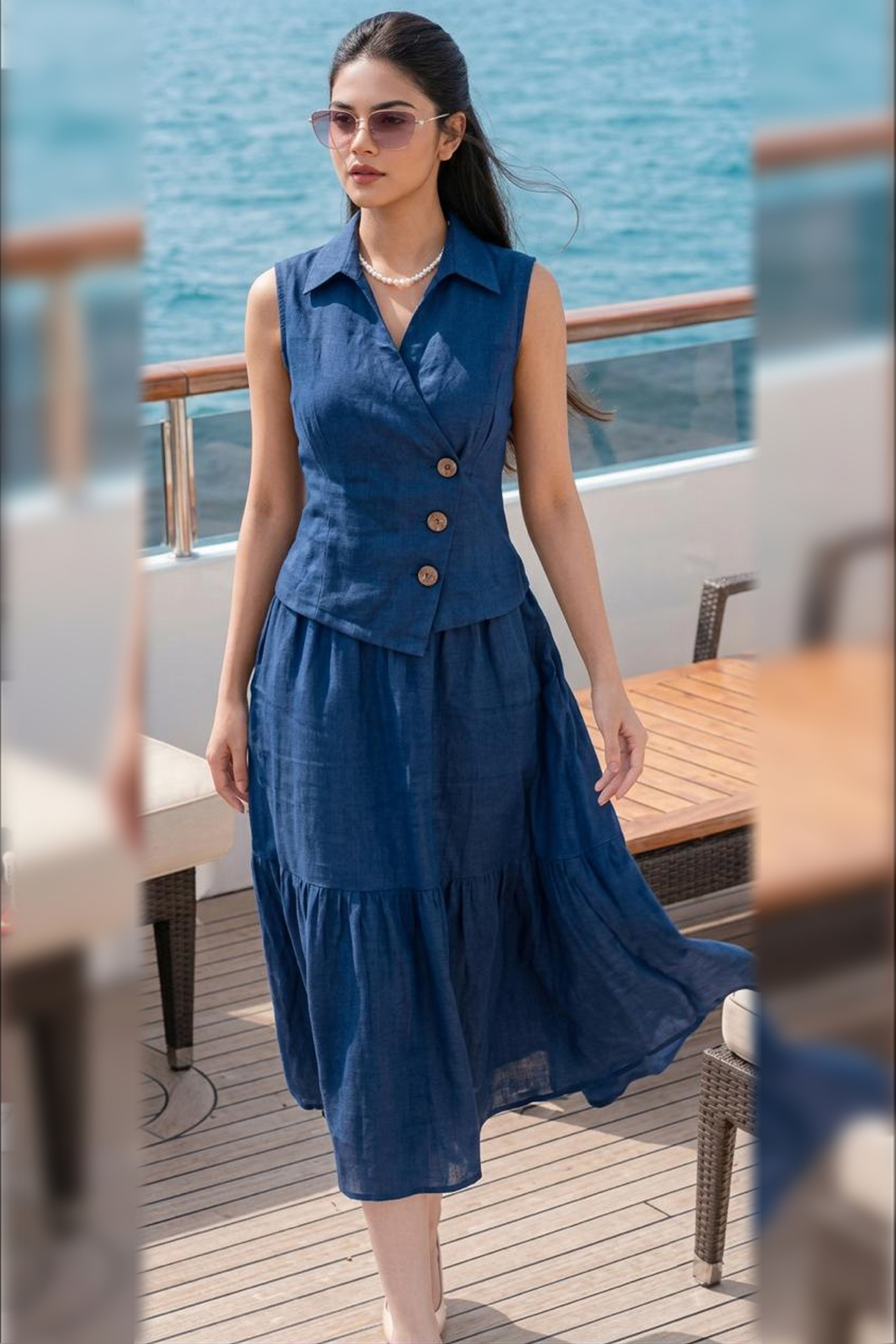 BlueSky-Women's Top Skirt Co-Ord Set
