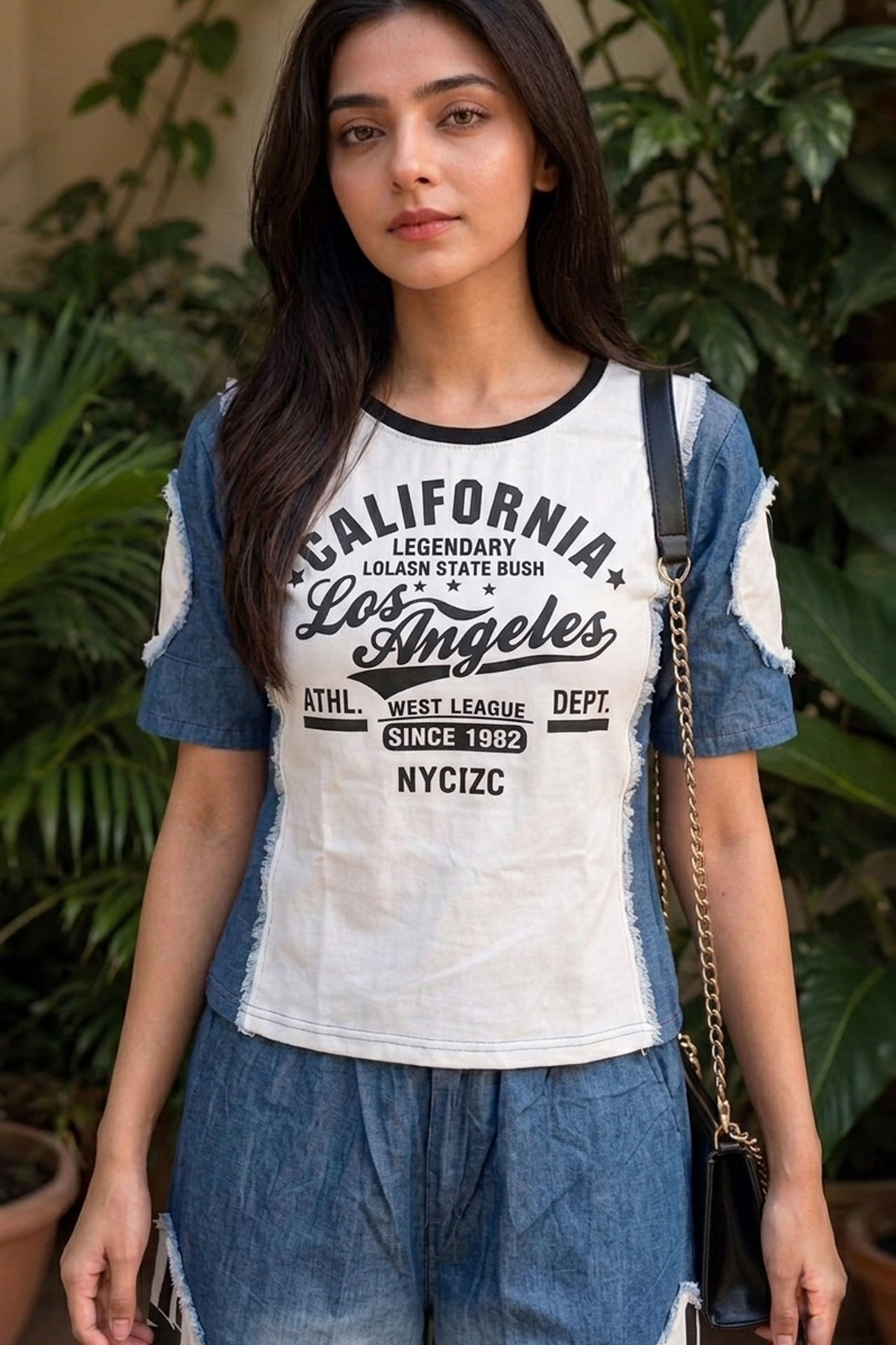 Fornia- Printed  Denim Look Co-Ord Set