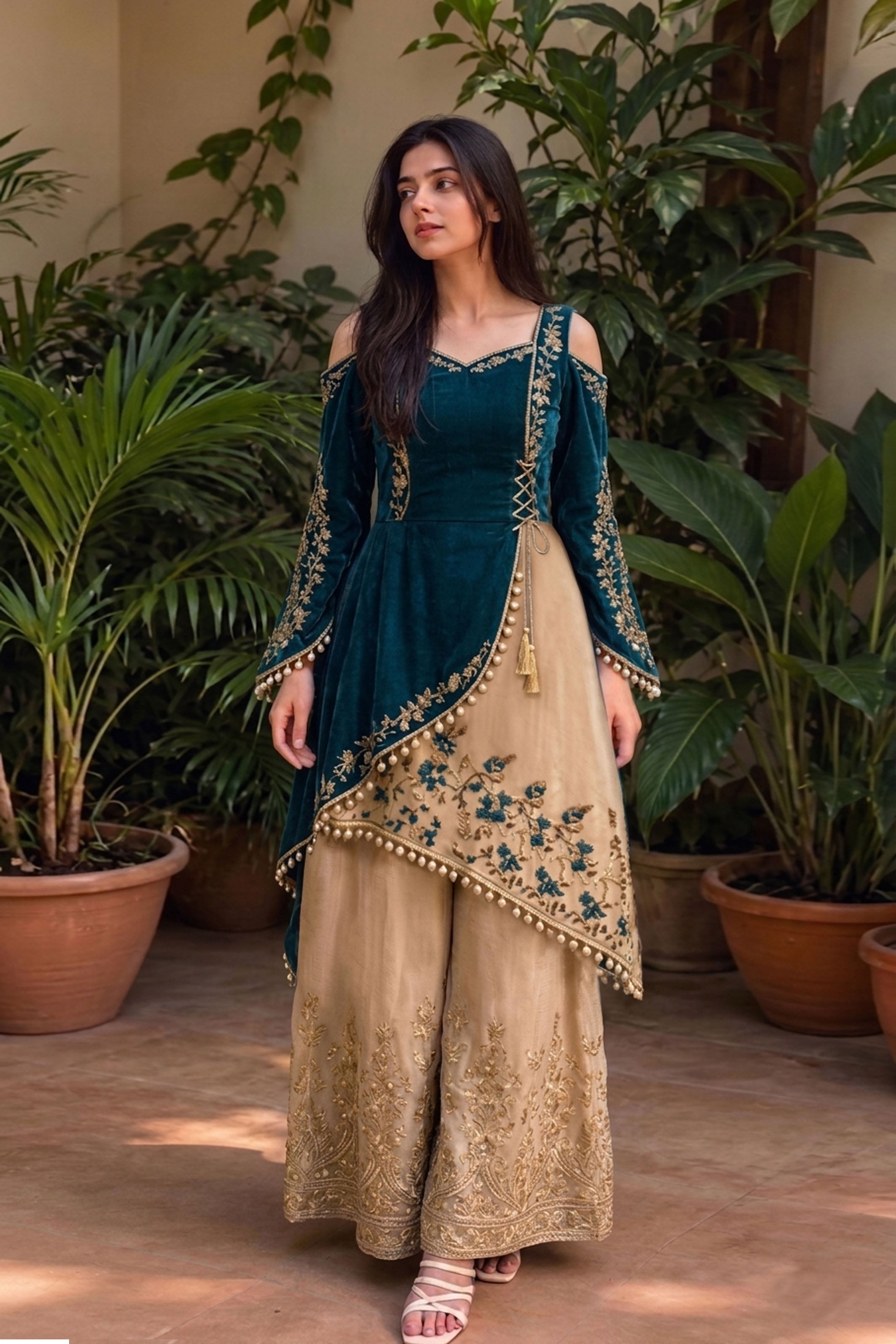 Nawabi-Designer Kurti with Palazzo Set